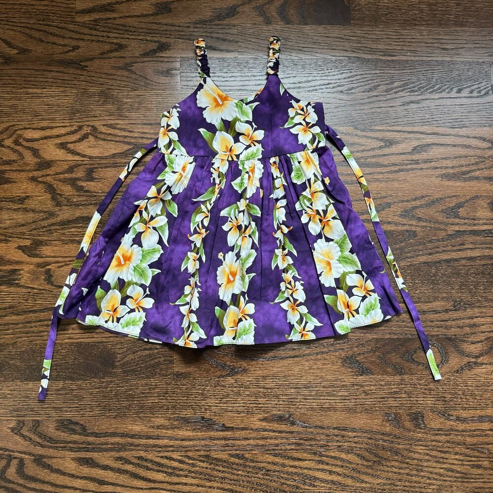 Royal Hawaiian Creations Purple Floral Sleeveless Dress | 1T 2T